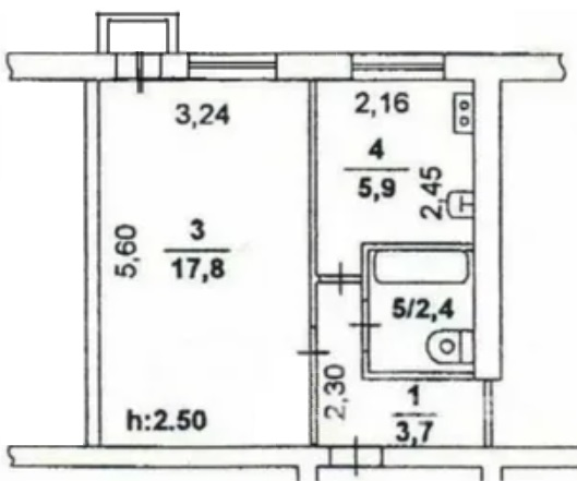 1-комнатная 30 м2 в ЖК undefined корпус null этаж 4