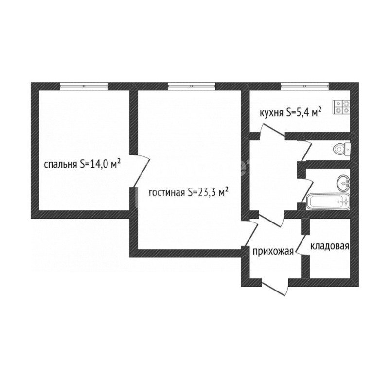 2-комнатная 55.7 м2 в ЖК undefined корпус null этаж 1