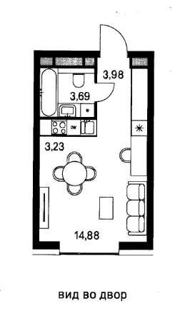 Студия 25.8 м2 в ЖК undefined корпус null этаж 5