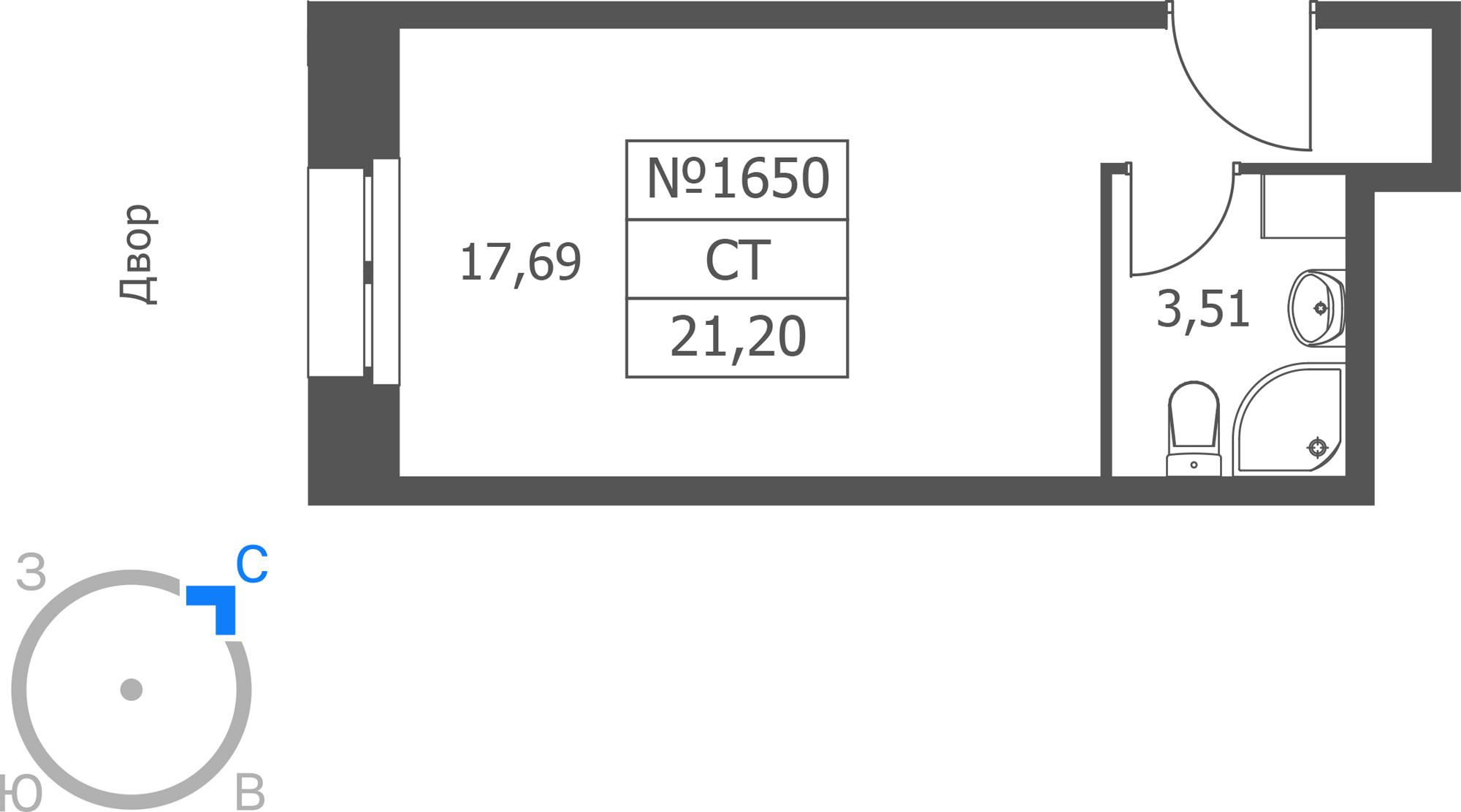 Студия 21 м2 в ЖК Волковская 67 корпус null этаж 16