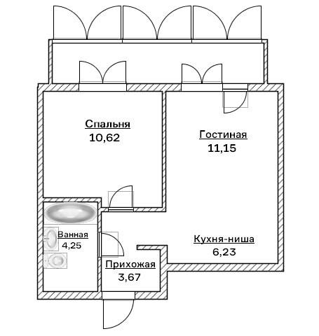 2-комнатная 38.1 м2 в ЖК undefined корпус null этаж 22