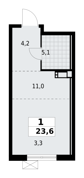 Студия 23 м2 в ЖК А101 Лаголово корпус null этаж 13