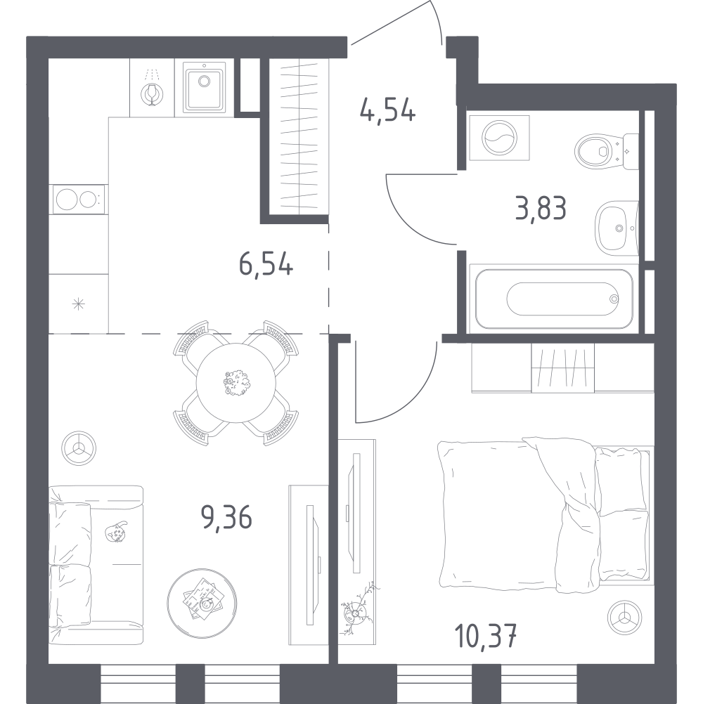 Студия 34 м2 в ЖК Остафьево корпус null этаж 7
