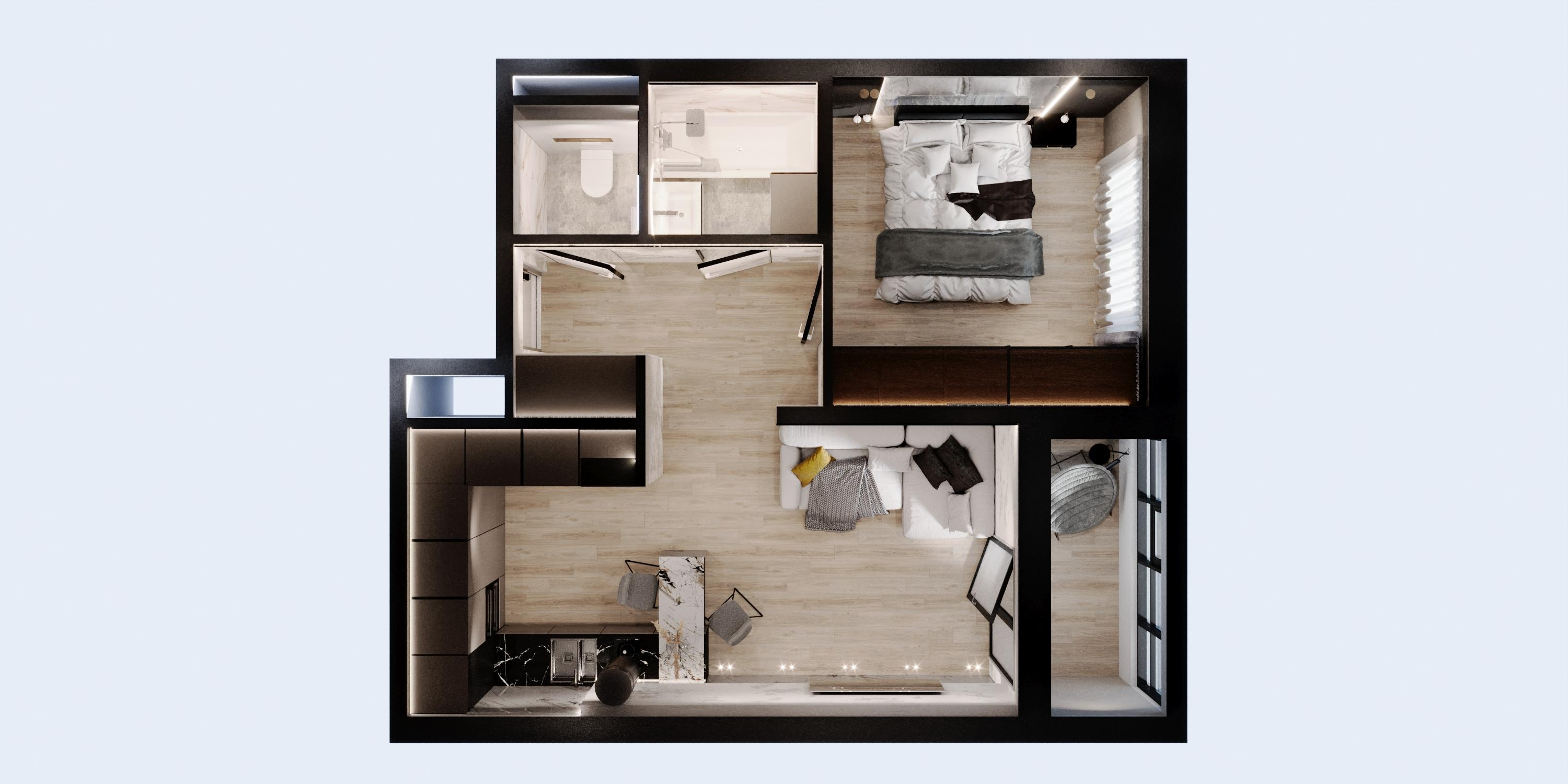 2-комнатная 43 м2 в ЖК Южный Парк корпус null этаж 10