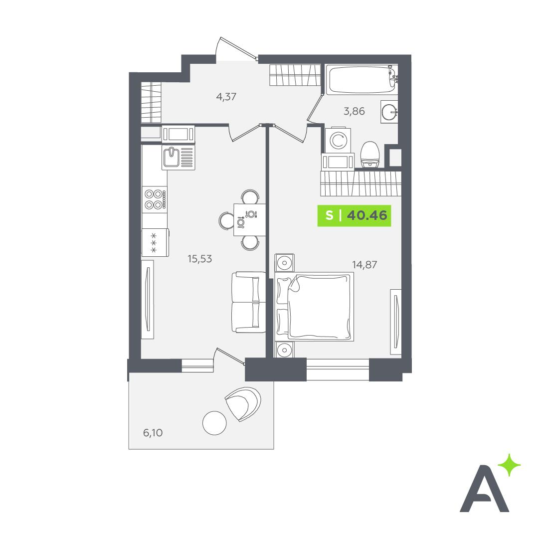 Студия 41 м2 в ЖК Аквилон STORIES корпус null этаж 7