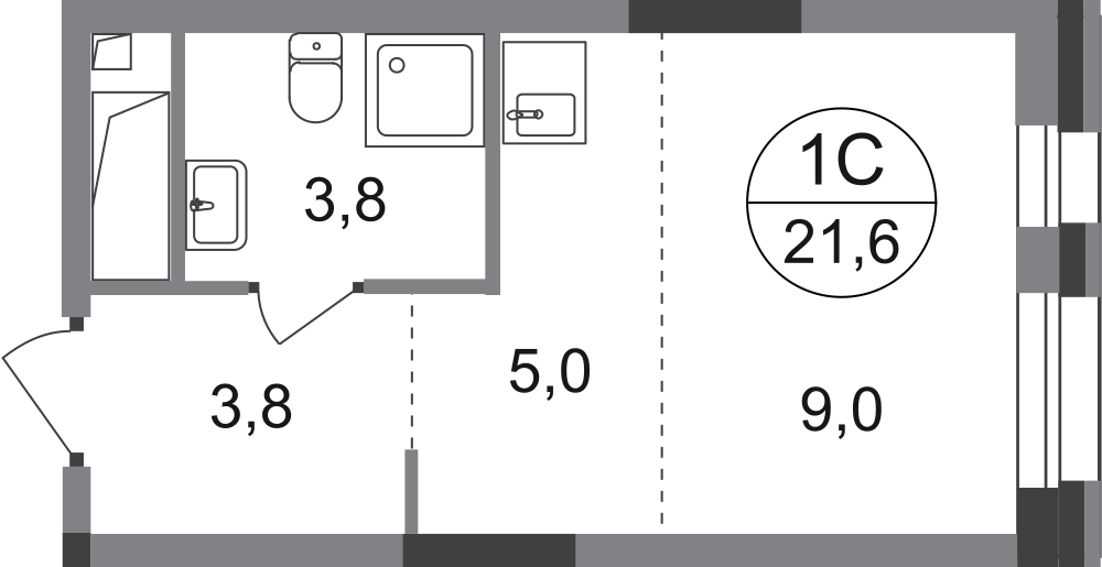 Студия 21 м2 в ЖК Первый Московский корпус null этаж 16