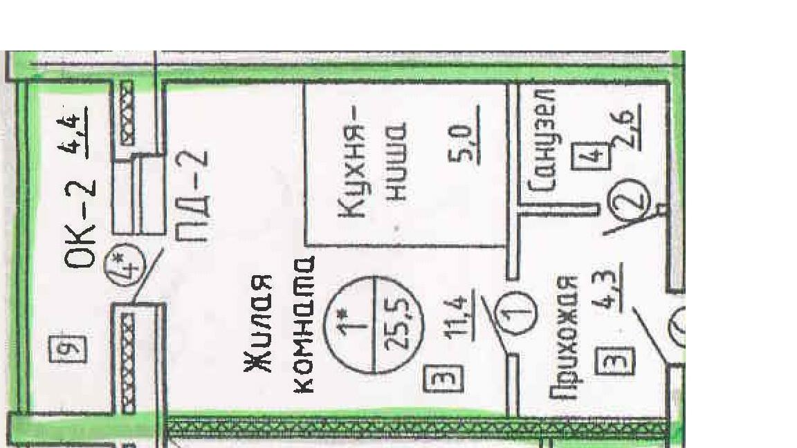 1-комнатная 25 м2 в ЖК undefined корпус null этаж 3