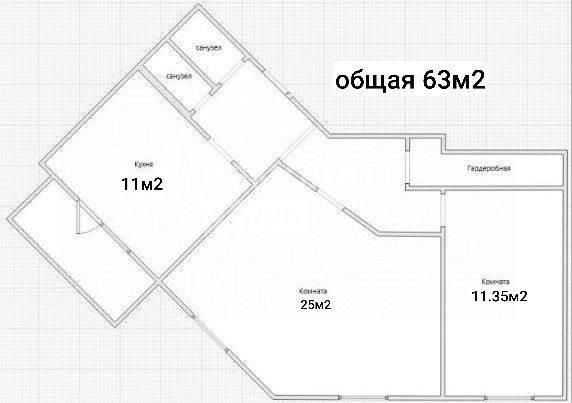 2-комнатная 63 м2 в ЖК undefined корпус null этаж 3