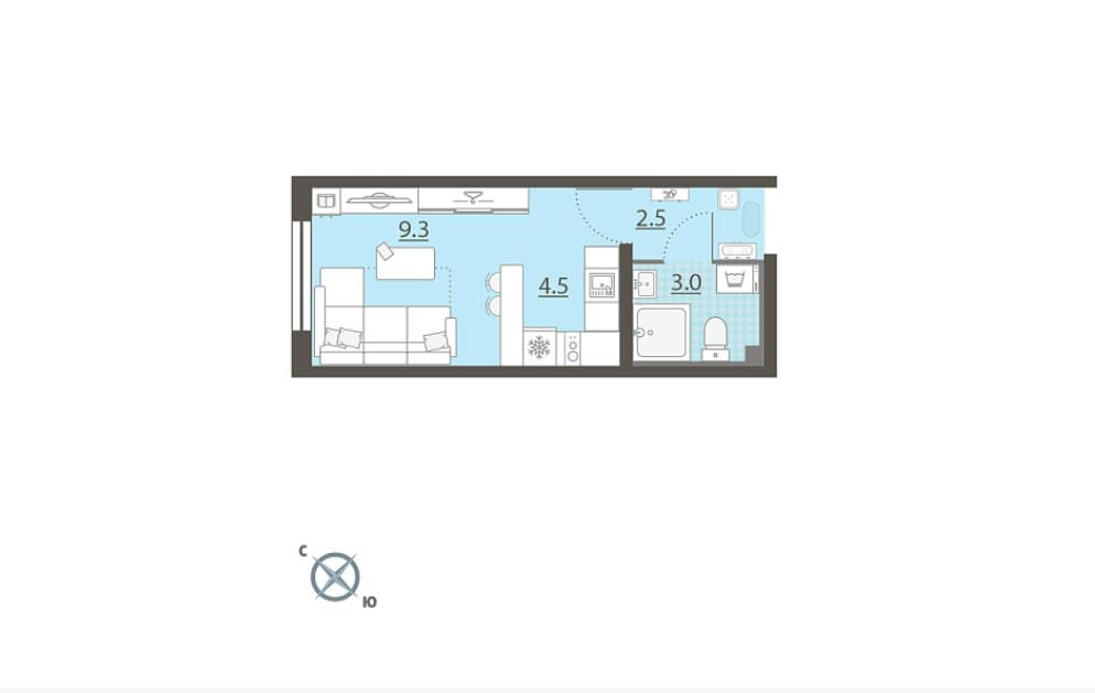 Студия 19.3 м2 в ЖК undefined корпус null этаж 5