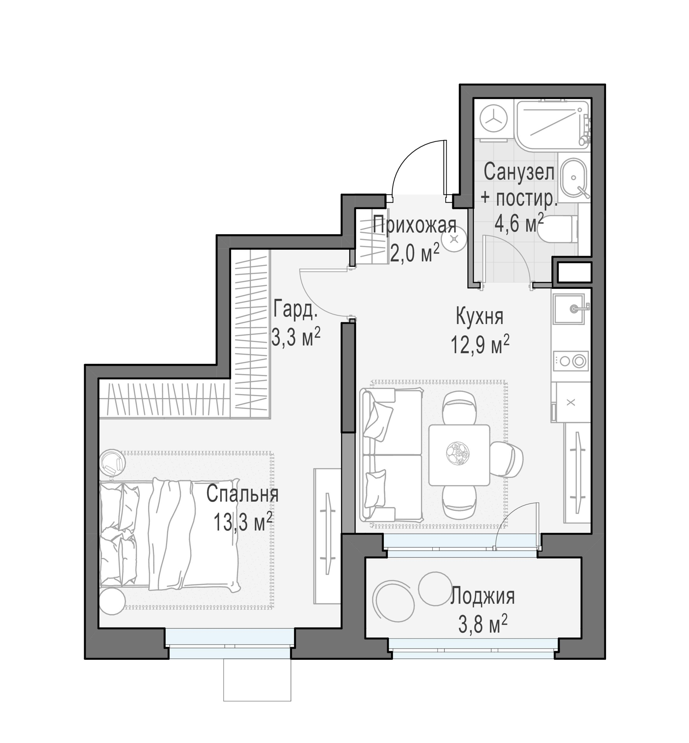 1-комнатная 35 м2 в ЖК Жилой квартал «Новое Медведково» корпус null этаж 15