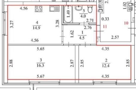 2-комнатная 52.1 м2 в ЖК undefined корпус null этаж 3