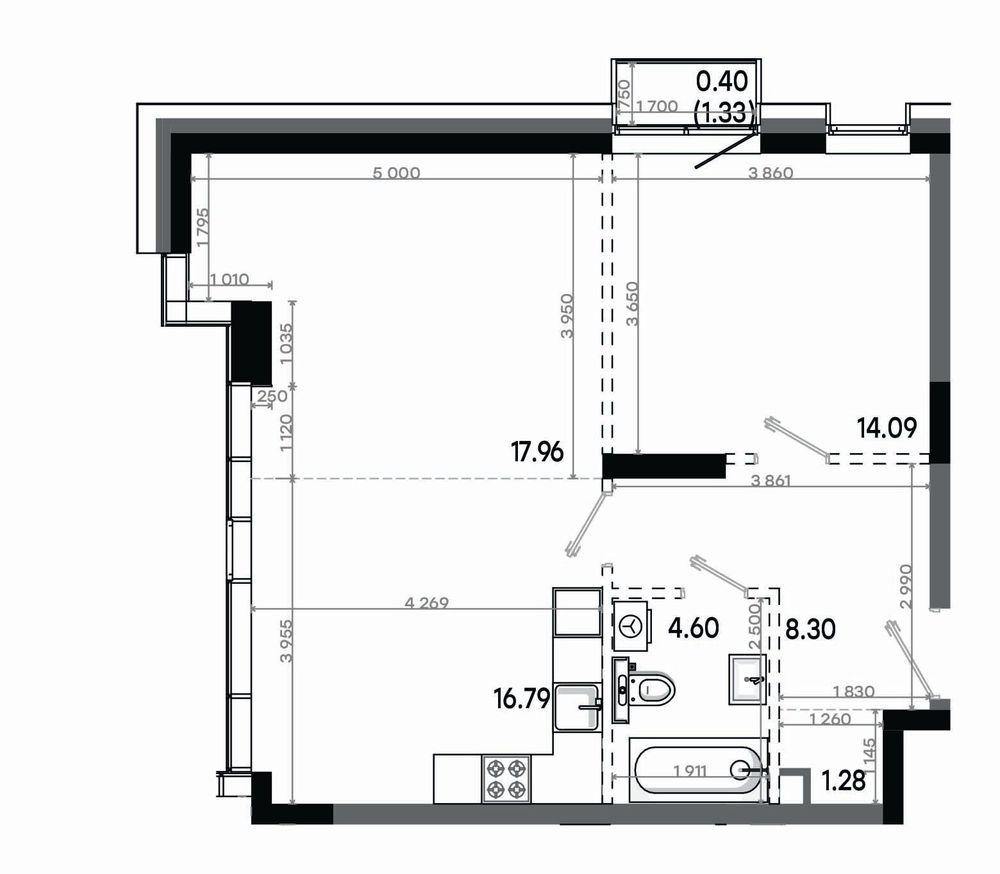 2-комнатная 63 м2 в ЖК Минтимер корпус null этаж 12