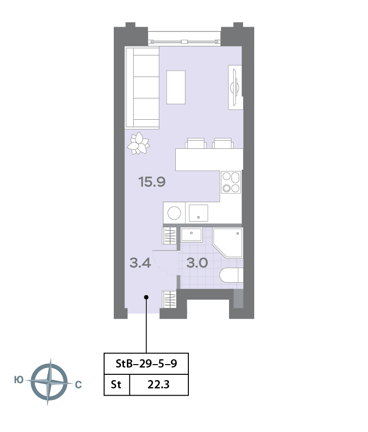 Студия 22 м2 в ЖК Дмитровское небо корпус null этаж 5
