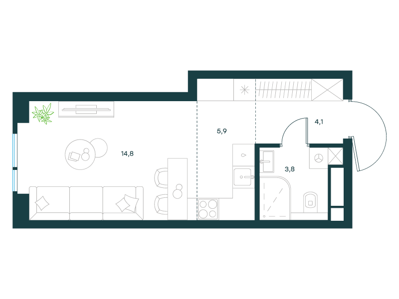 Студия 28 м2 в ЖК Level Войковская корпус null этаж 6