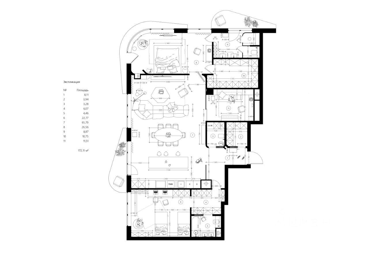 1-комнатная 181.5 м2 в ЖК undefined корпус null этаж 2