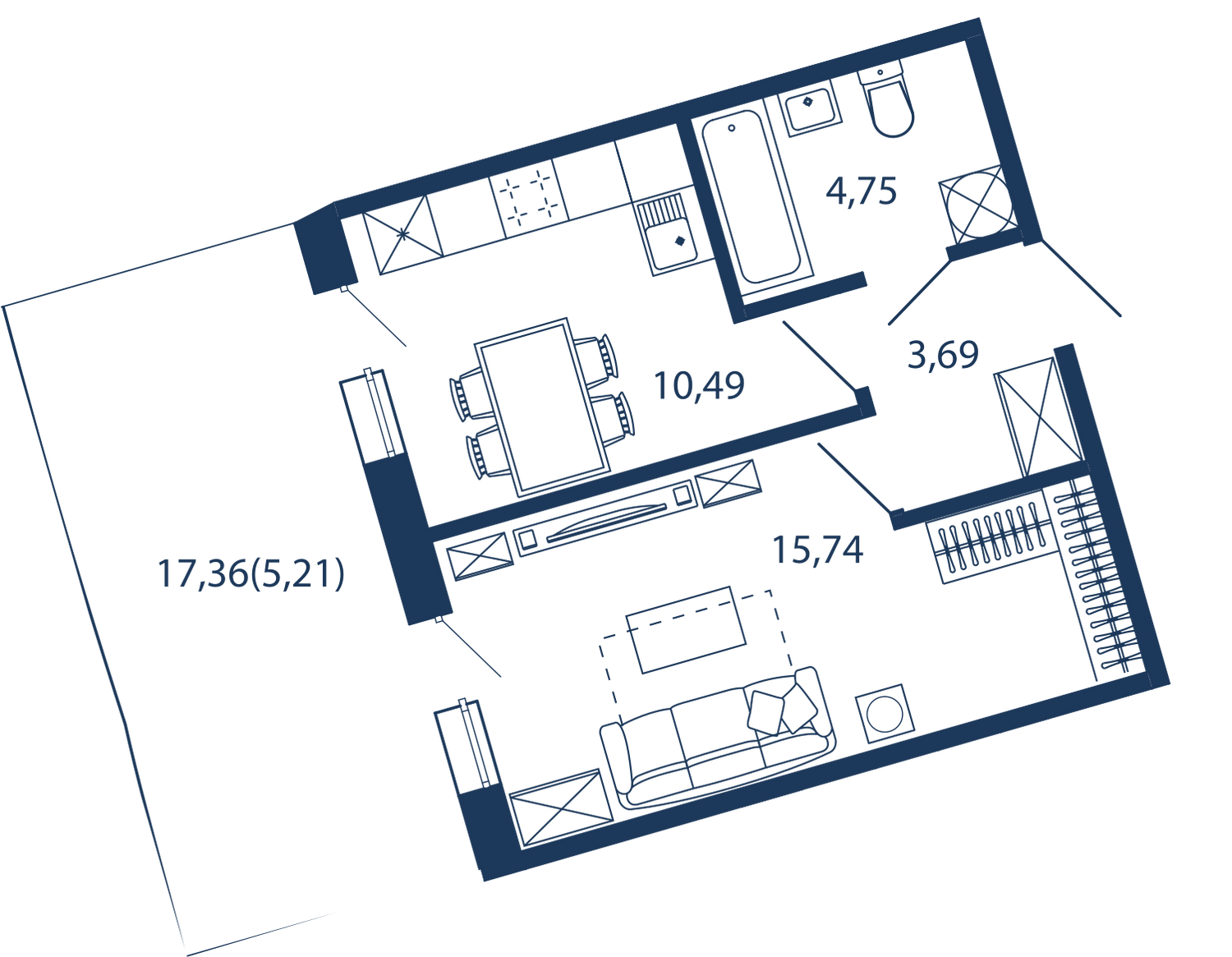 1-комнатная 39 м2 в ЖК Bereg. Курортный корпус null этаж 1