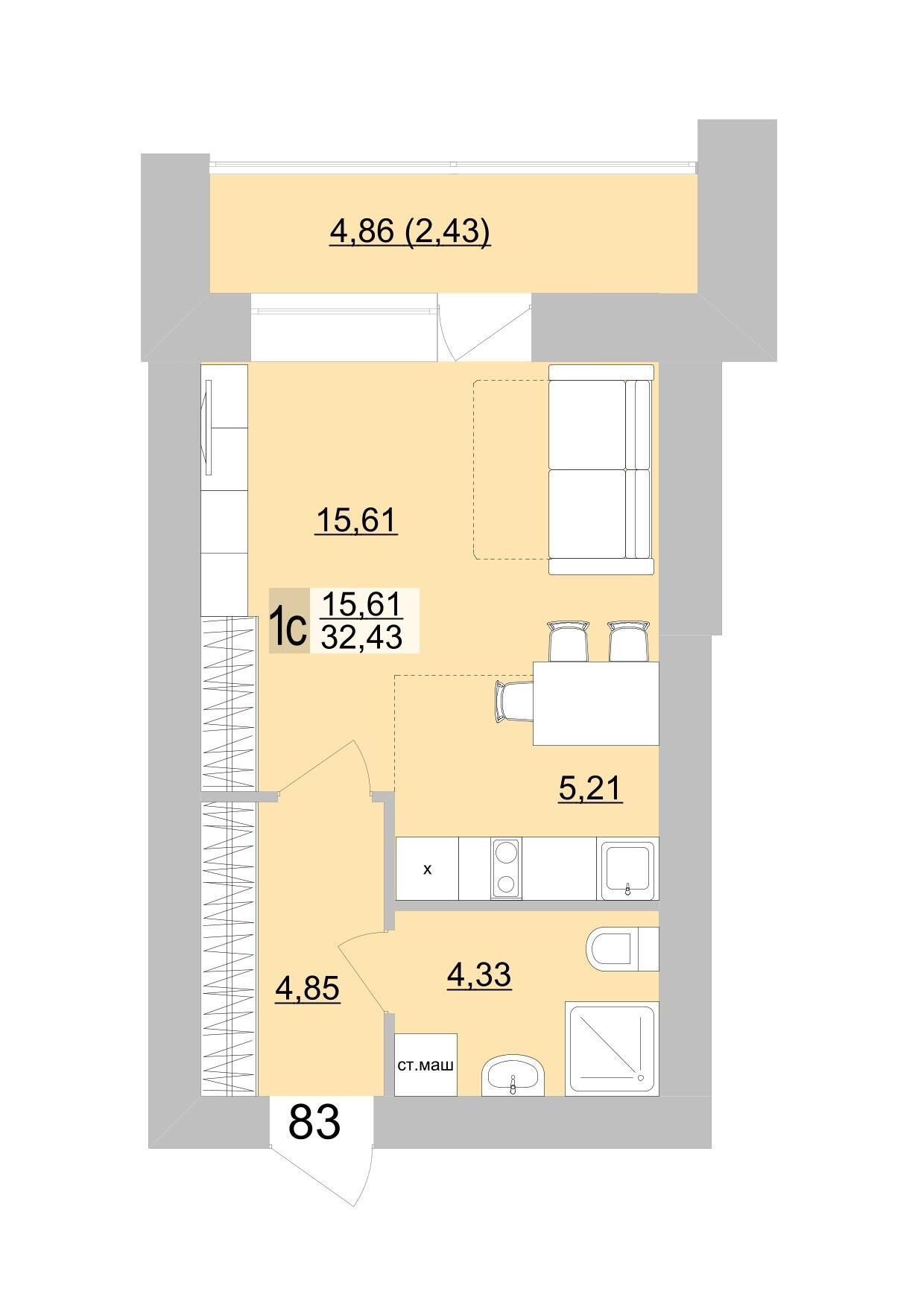 Студия 34 м2 в ЖК Философия Идеалистов на Театральной корпус null этаж 14
