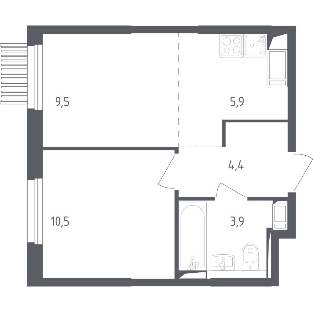 Студия 33 м2 в ЖК Мытищи Парк корпус null этаж 14