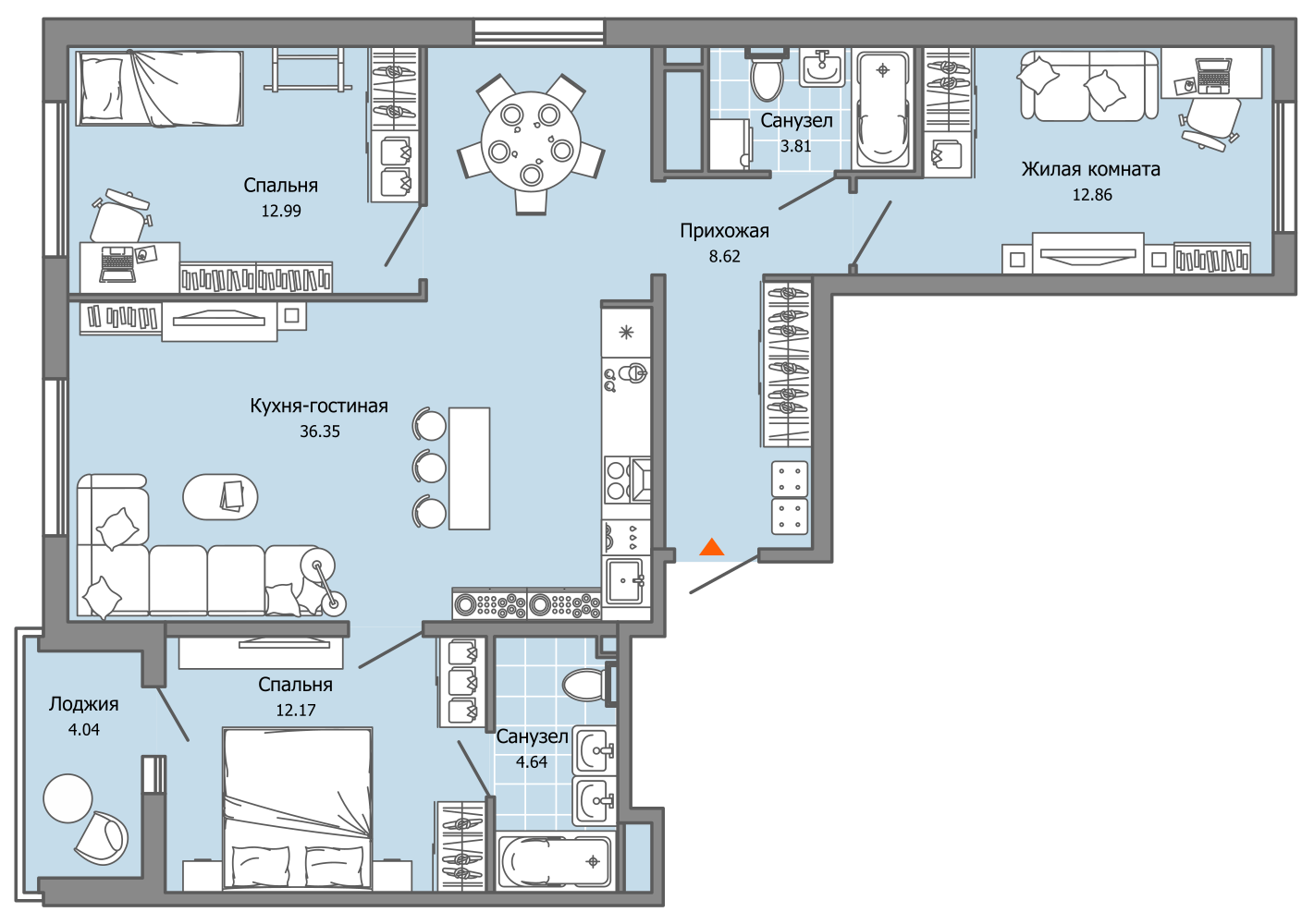 4-комнатная 93 м2 в ЖК ULTRAGRAD корпус null этаж 7
