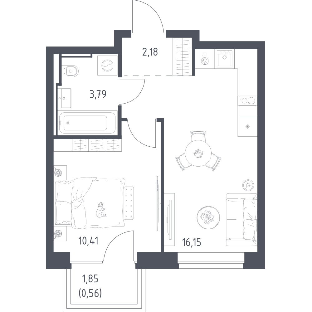 1-комнатная 33 м2 в ЖК Литературный Квартал корпус null этаж 9