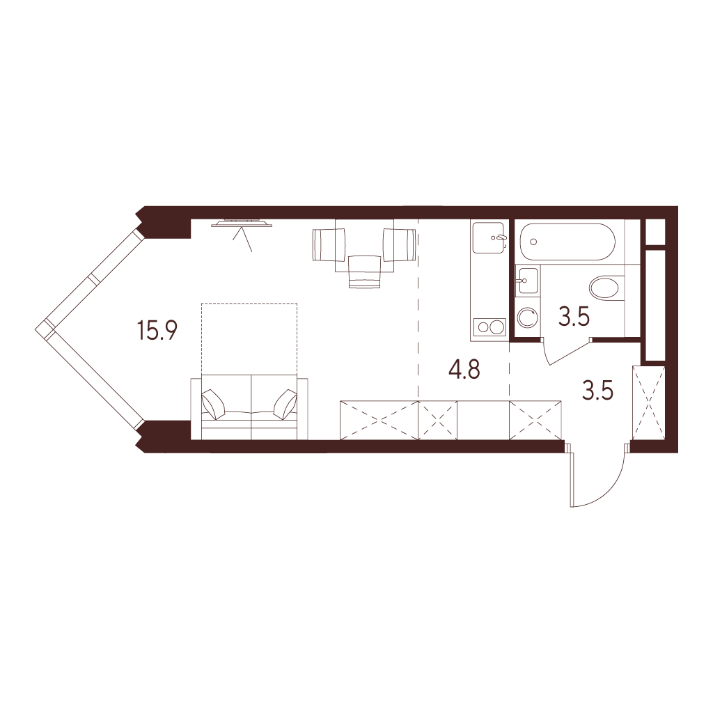 Студия 27 м2 в ЖК Indy Towers корпус null этаж 24