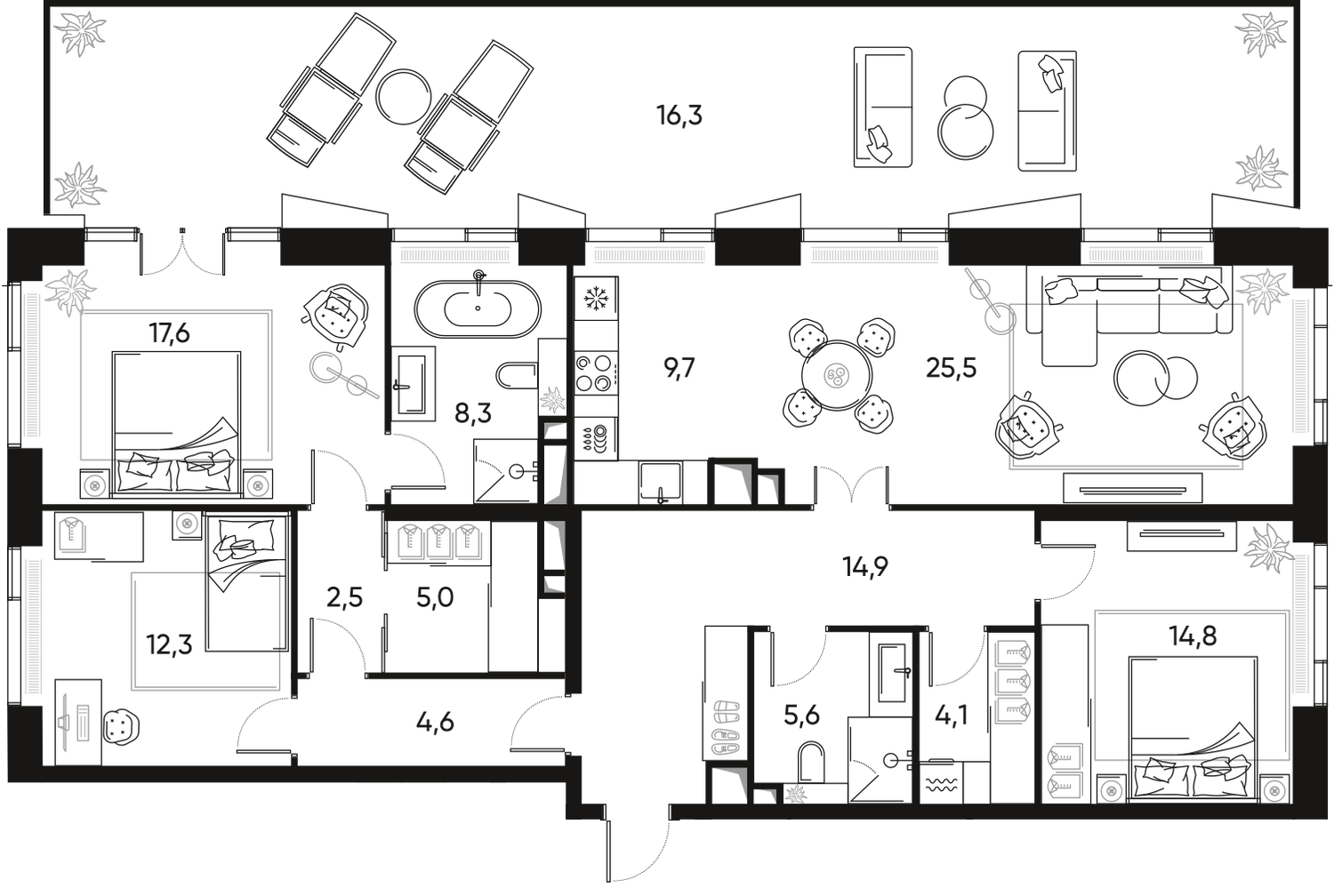 4-комнатная 125 м2 в ЖК ПРАЙД корпус null этаж 20
