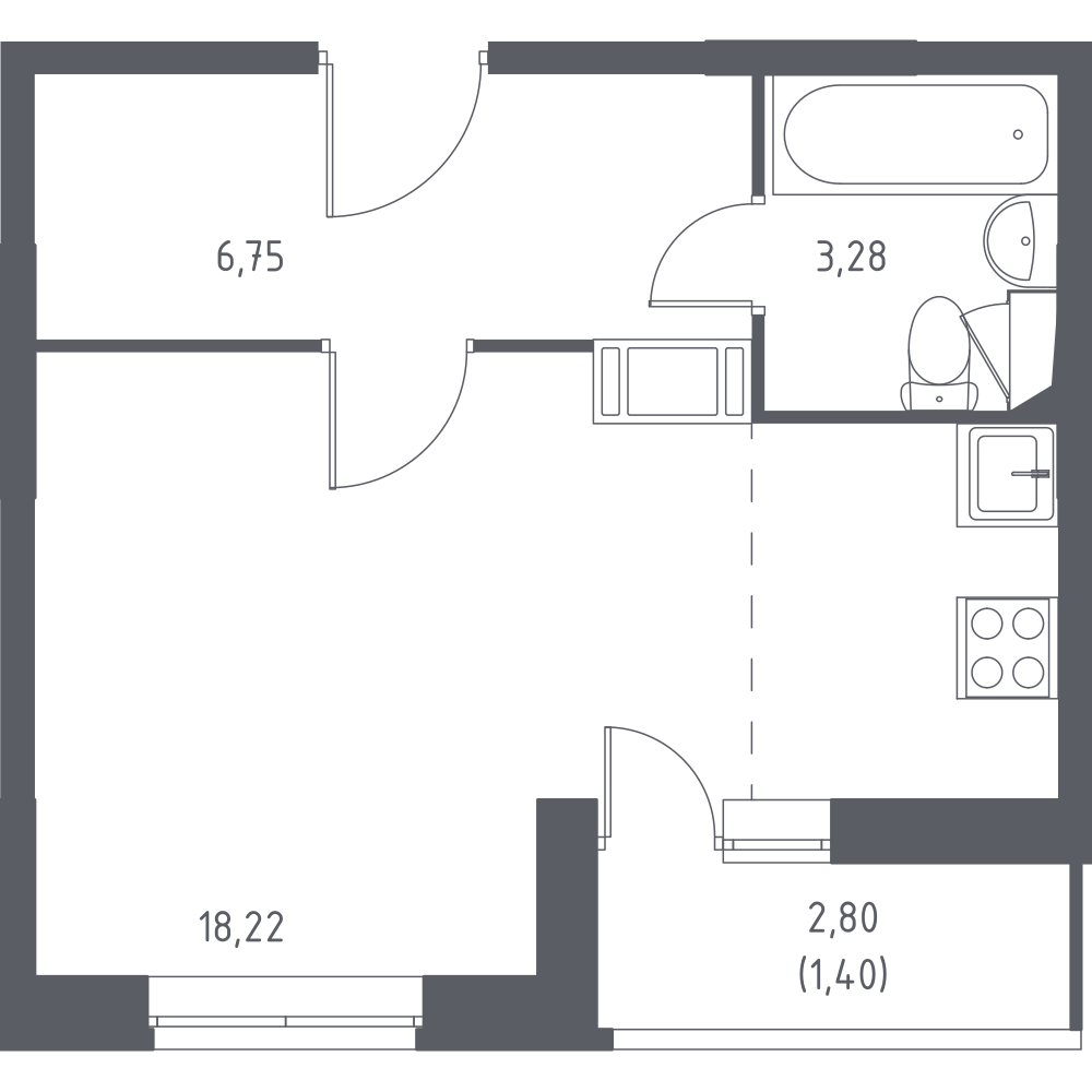 Студия 29 м2 в ЖК Томилино Парк корпус null этаж 3