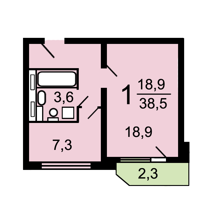 1-комнатная 38.1 м2 в ЖК undefined корпус null этаж 10