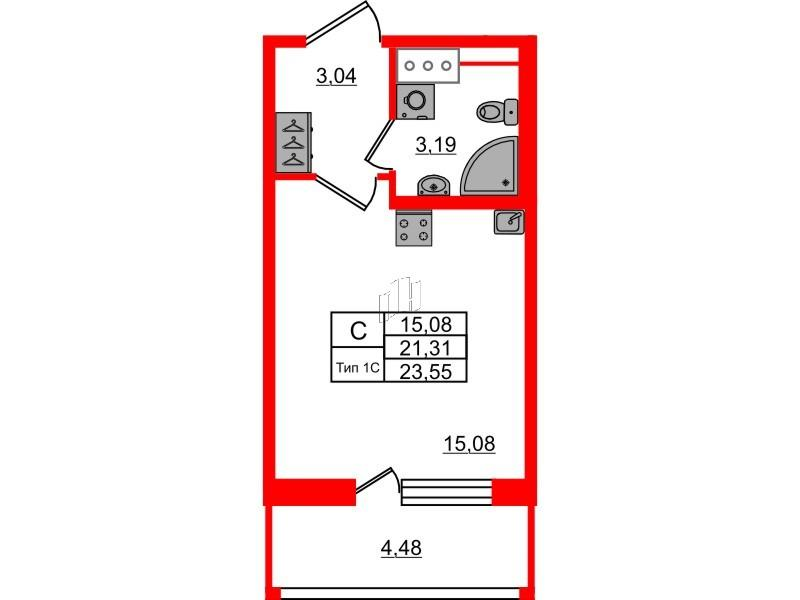 Студия 21 м2 в ЖК Сэтл Ривьера корпус null этаж 14