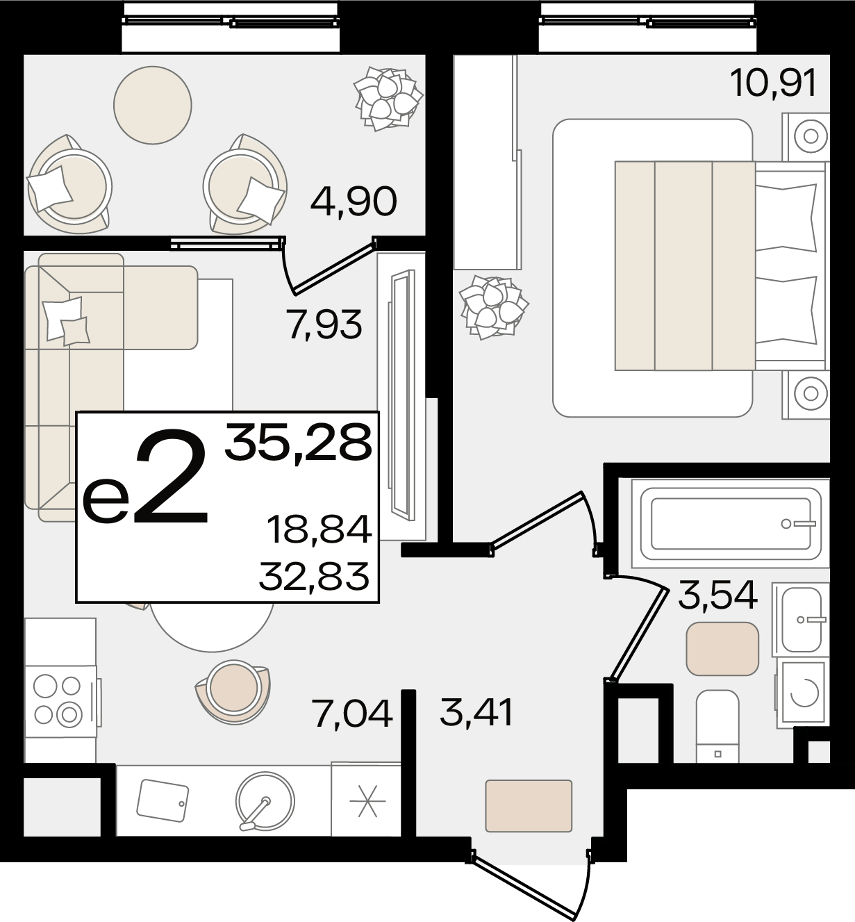 Студия 35 м2 в ЖК Патрики корпус null этаж 9