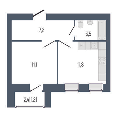 1-комнатная 36 м2 в ЖК Философия Идеалистов на Первомайском корпус null этаж 6