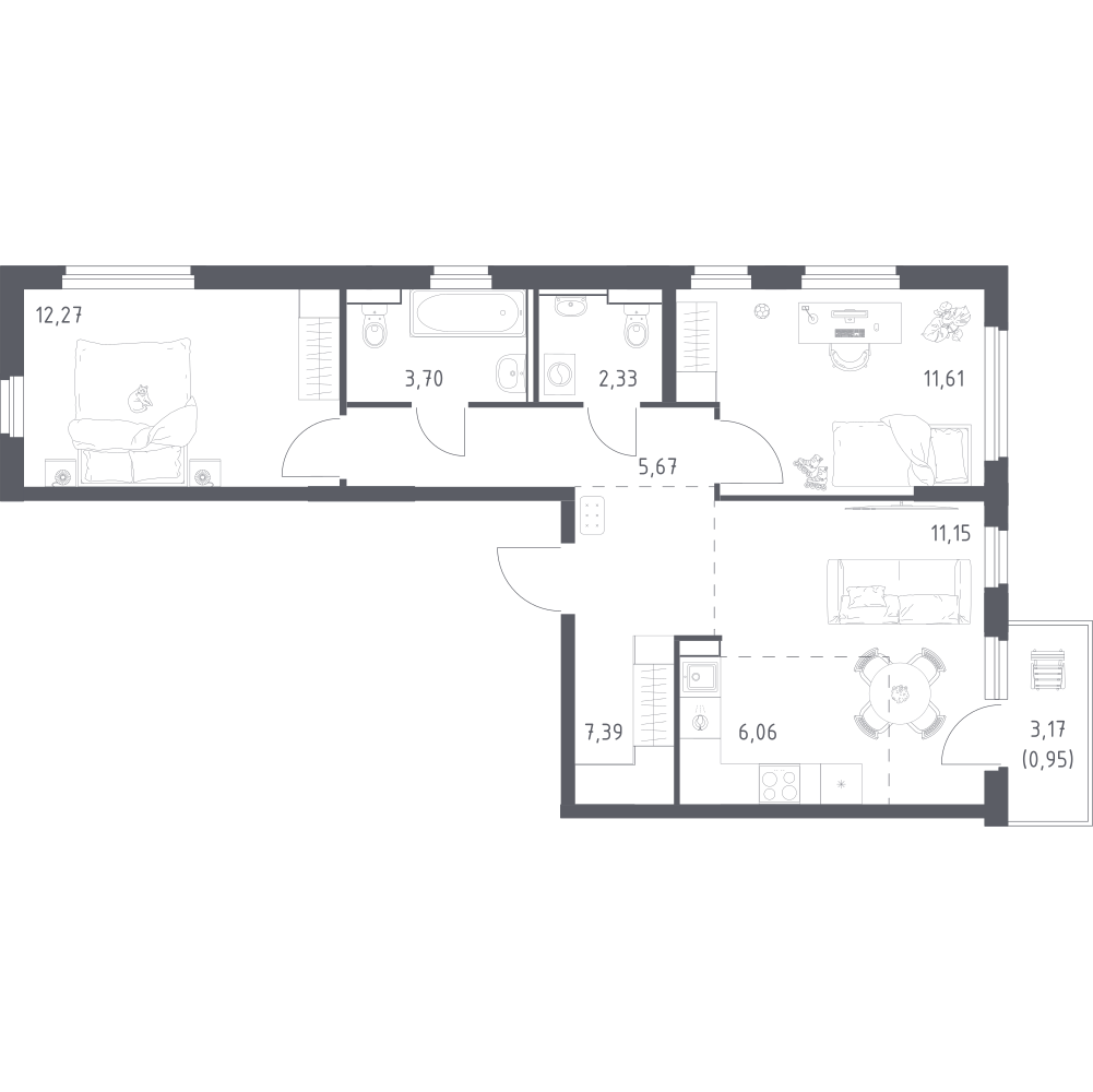 Студия 61 м2 в ЖК Донские Легенды корпус null этаж 5