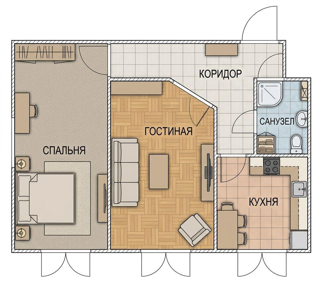 2-комнатная 41.2 м2 в ЖК undefined корпус null этаж 4