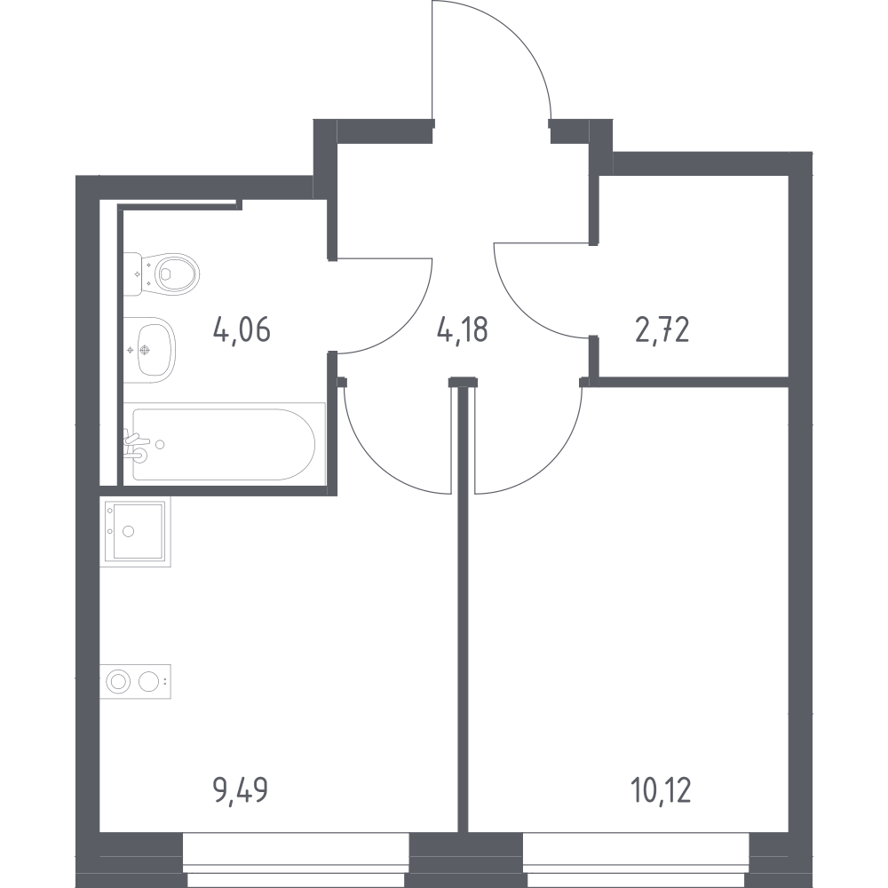 1-комнатная 30 м2 в ЖК Живи! В Рыбацком корпус null этаж 3