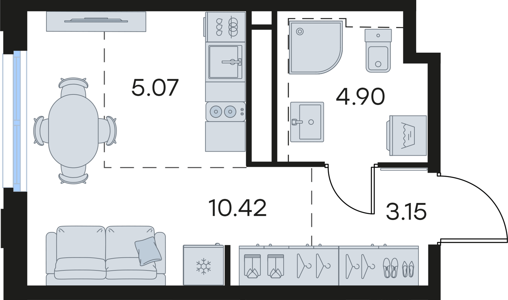 Студия 23 м2 в ЖК GloraX Левобережный корпус null этаж 8