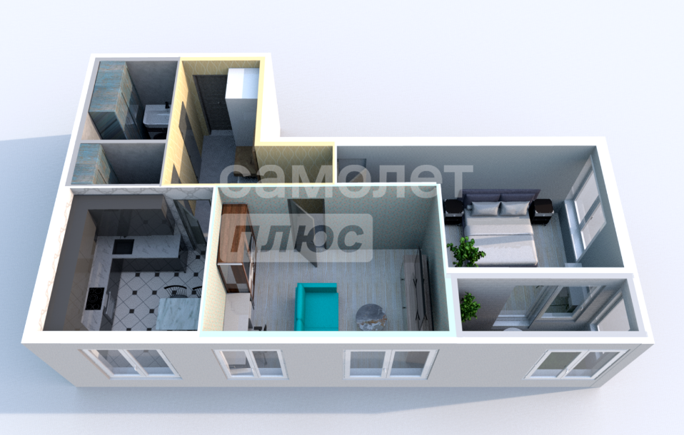 2-комнатная 51.4 м2 в ЖК undefined корпус null этаж 6