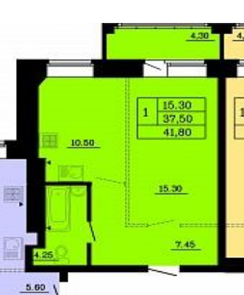 1-комнатная 41.8 м2 в ЖК undefined корпус null этаж 8
