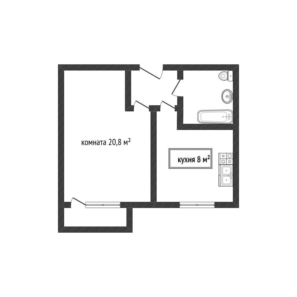 1-комнатная 32.4 м2 в ЖК undefined корпус null этаж 5