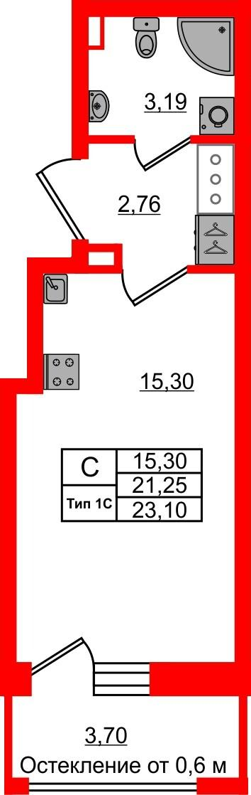 Студия 21 м2 в ЖК Setl Ривьера корпус null этаж 5