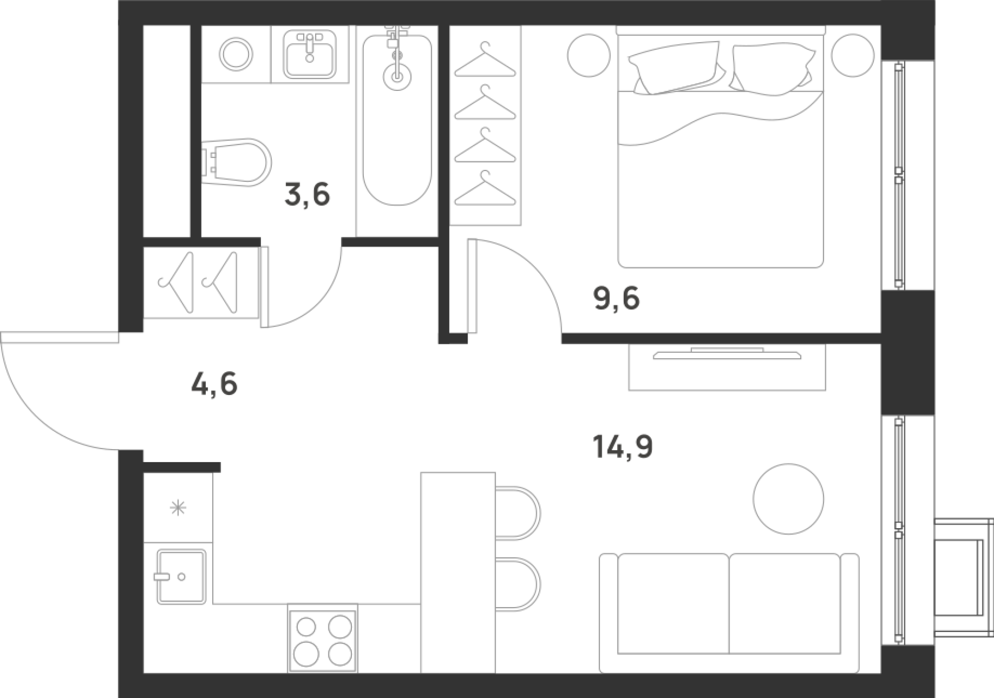 Студия 32 м2 в ЖК Foreville корпус null этаж 13