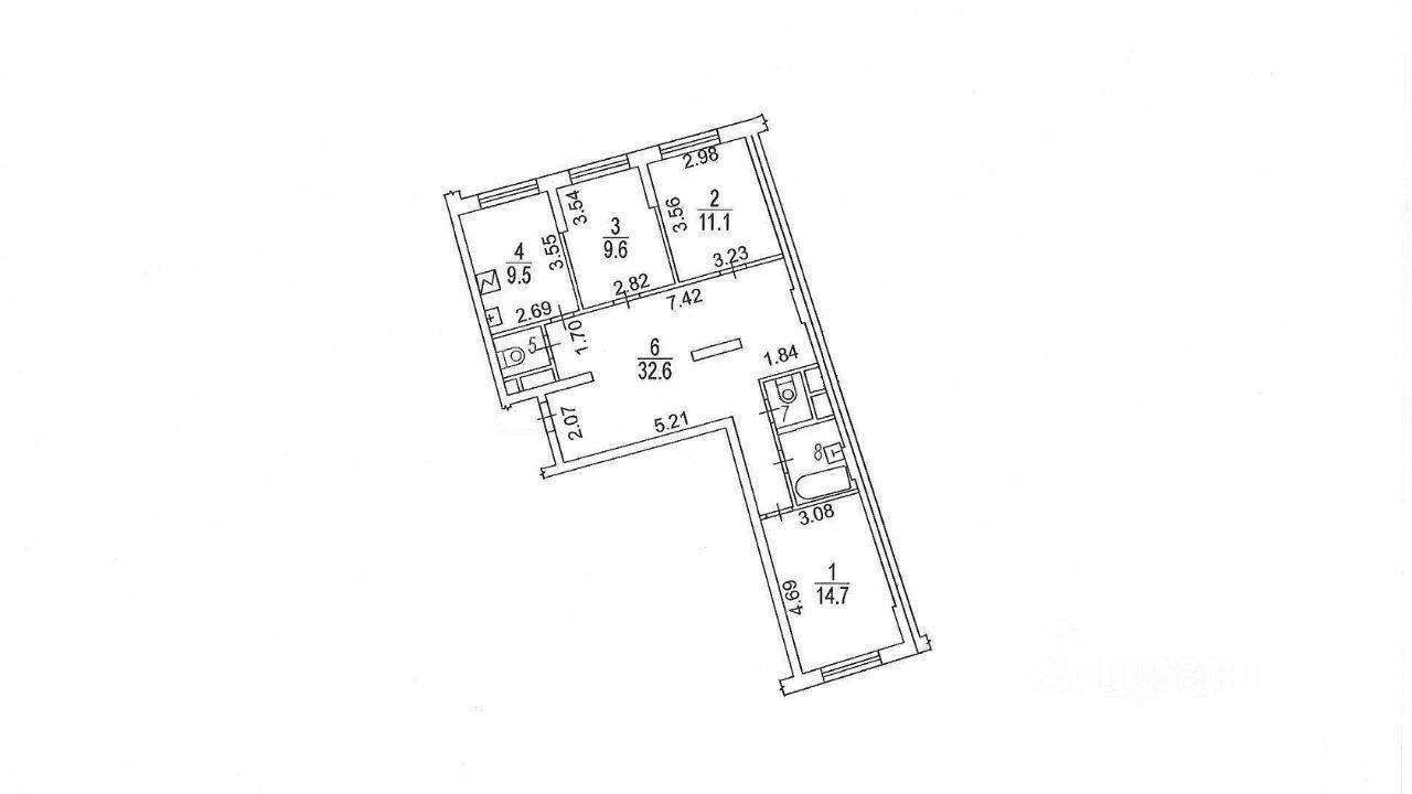 3-комнатная 84.7 м2 в ЖК undefined корпус null этаж 15