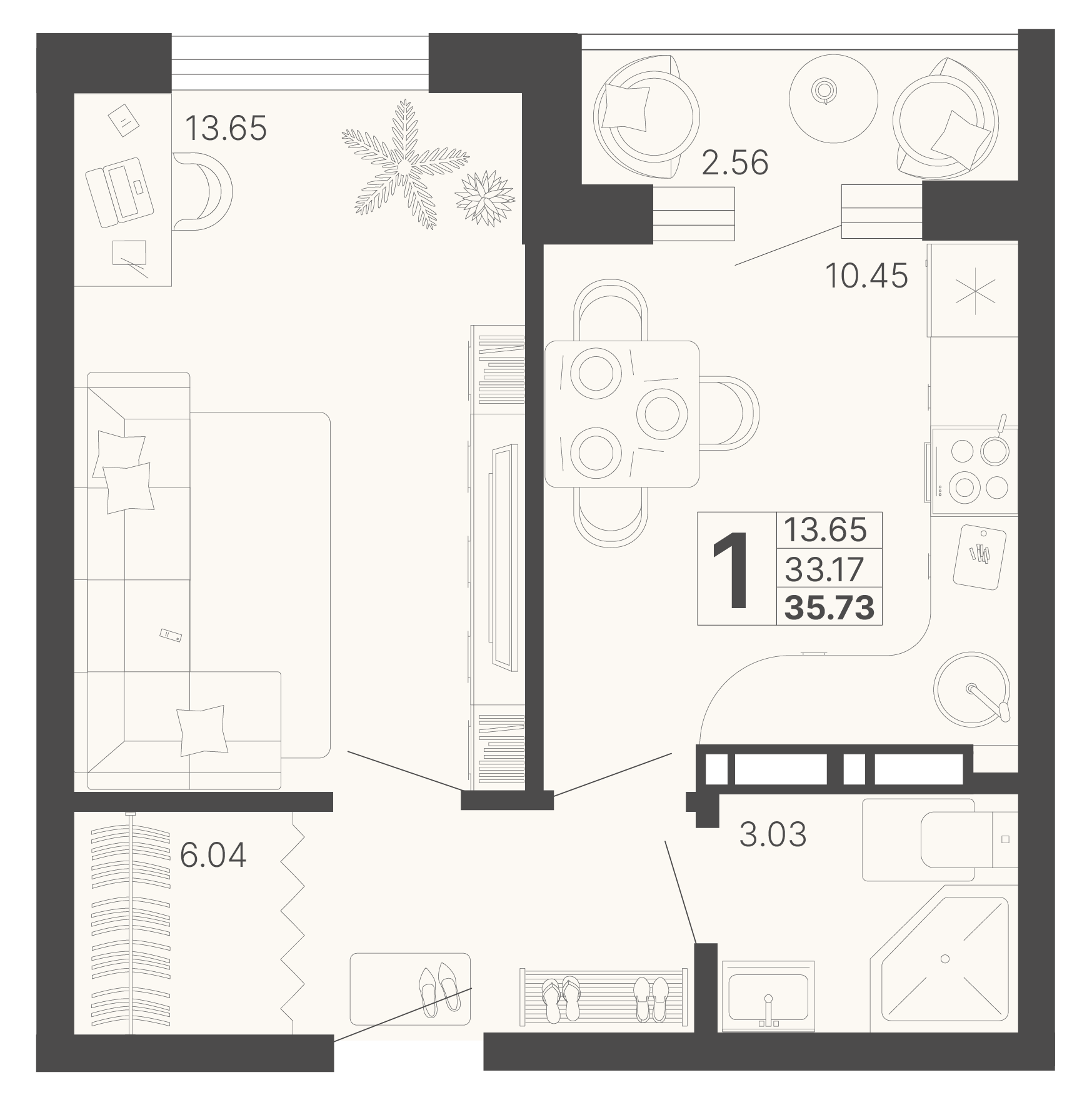1-комнатная 34 м2 в ЖК Светский лес корпус null этаж 2