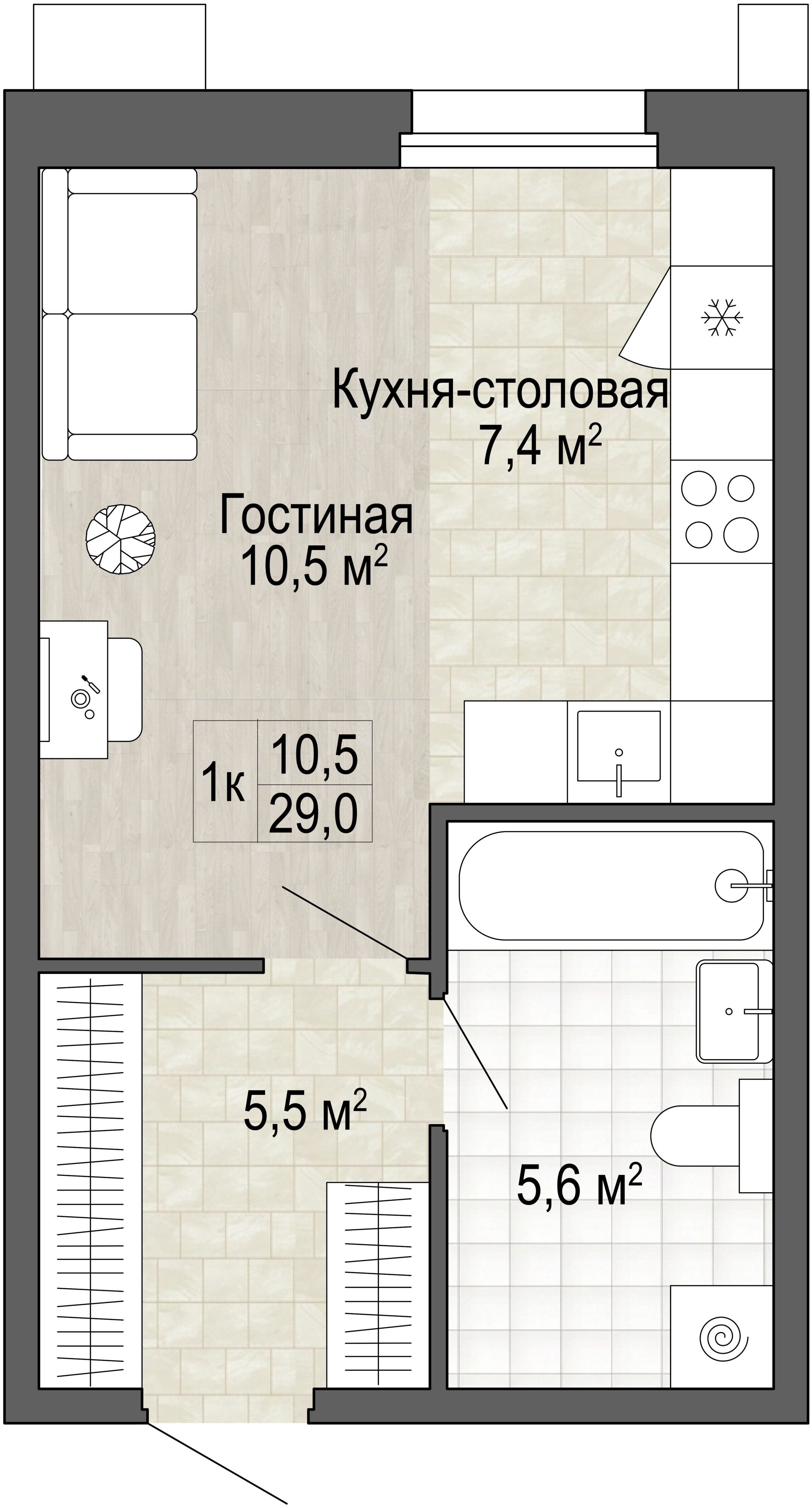 Студия 29 м2 в ЖК Green 2 корпус null этаж 10