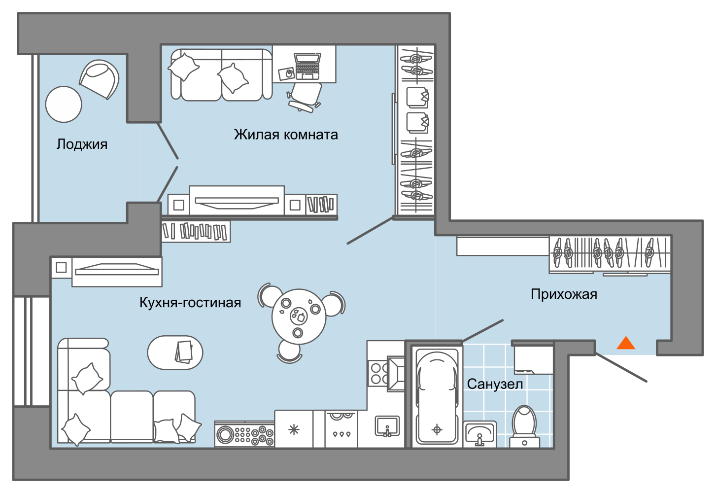 2-комнатная 48 м2 в ЖК ZNAK корпус null этаж 1