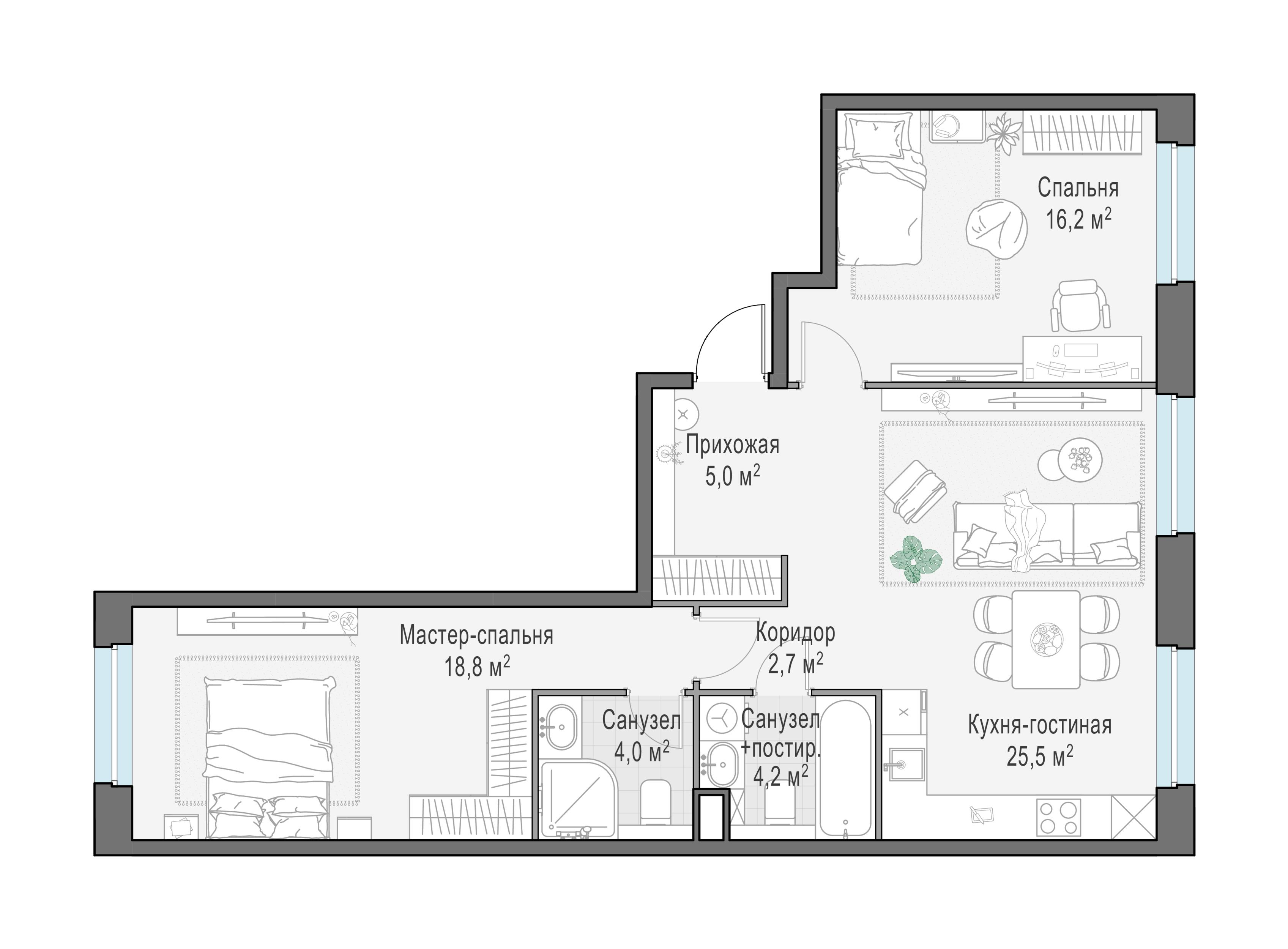 3-комнатная 75 м2 в ЖК Жилые кварталы «Белый Град» корпус null этаж 12