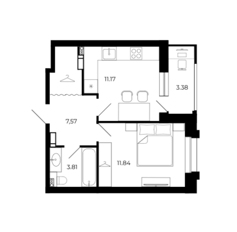 1-комнатная 37.8 м2 в ЖК undefined корпус null этаж 9