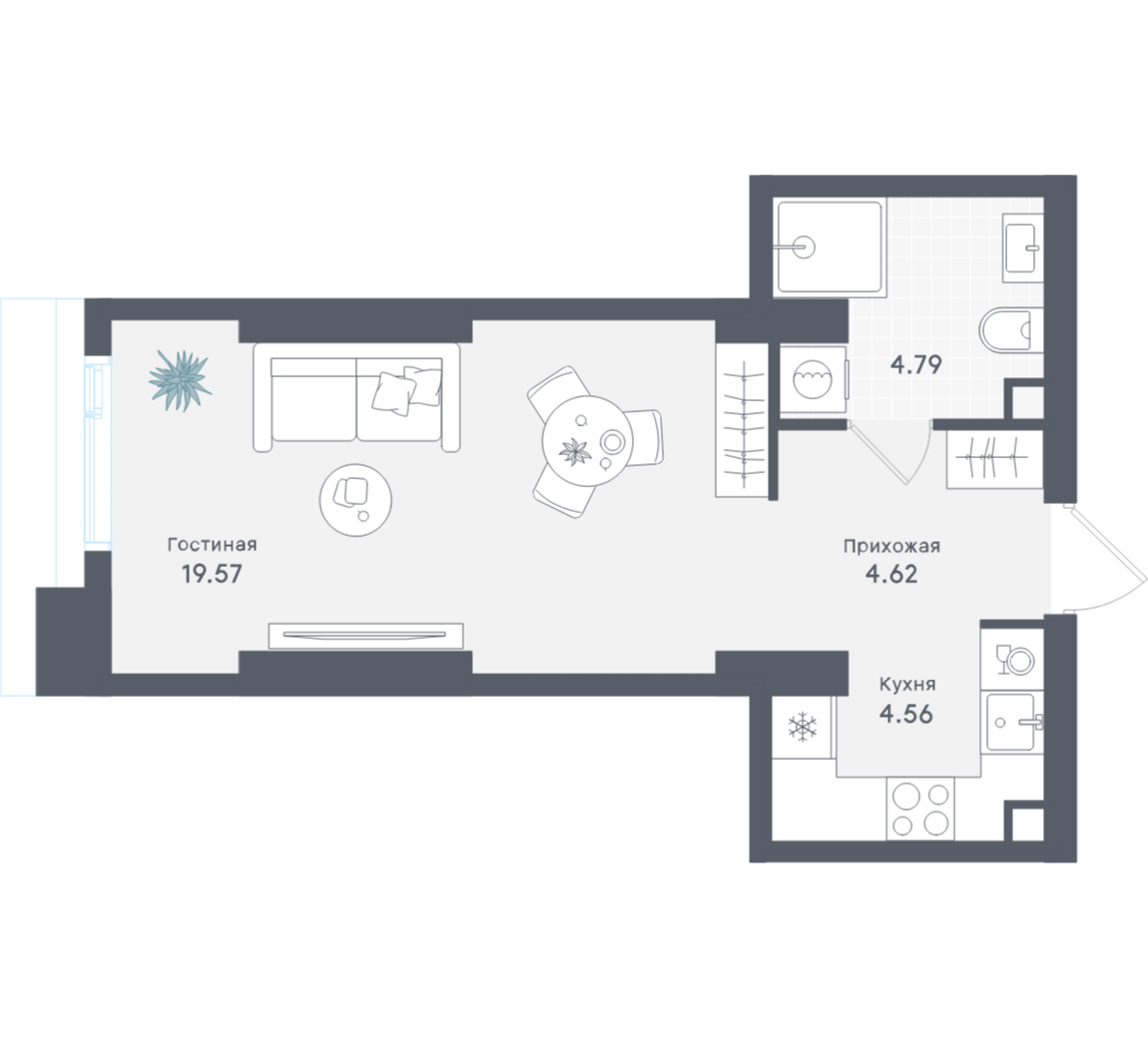 Студия 33 м2 в ЖК Solos корпус null этаж 11