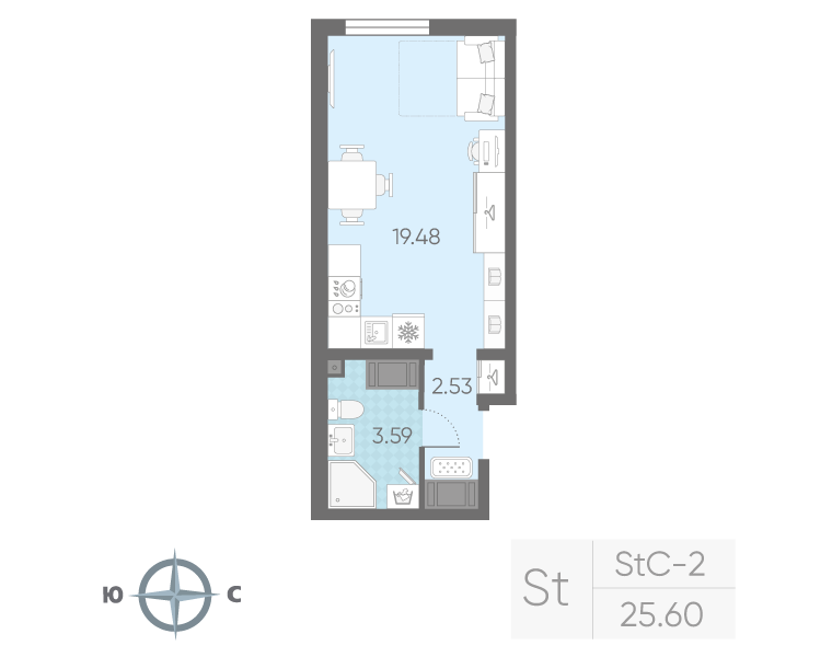 Студия 25 м2 в ЖК Морская миля корпус null этаж 6