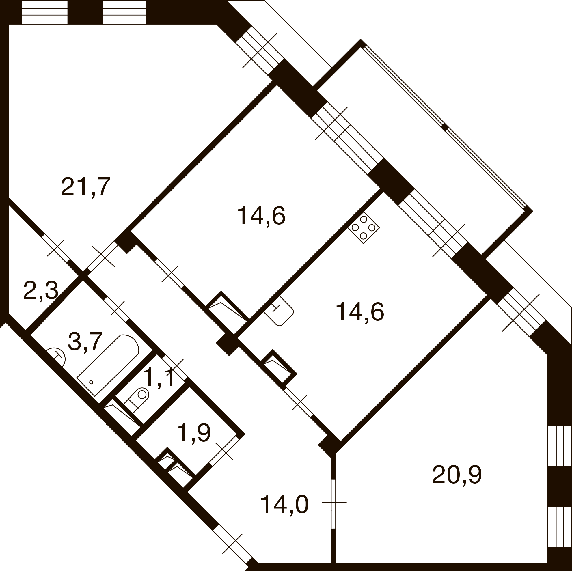 3-комнатная 95 м2 в ЖК Ново-Никольское корпус null этаж 9