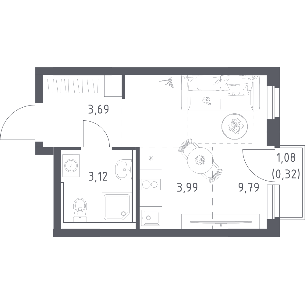 Студия 20 м2 в ЖК Донские Легенды корпус null этаж 6